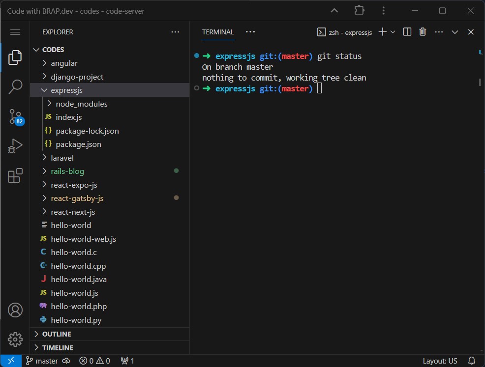 Screenshot of git in VS Code terminal